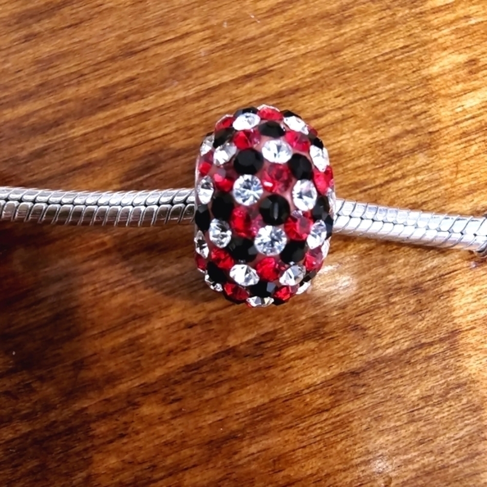 Sterling Silver Red Black Clear Beads